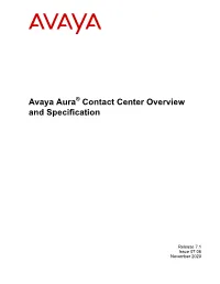 Avaya Aura Contact Center Overview and Specification