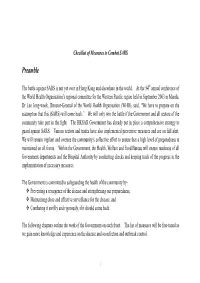 Checklist of Measures to Combat SARS