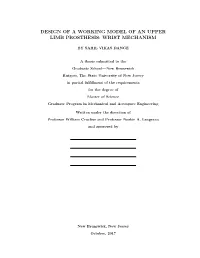 Design of a Working Model of an Upper Limb Prosthesis: Wrist Mechanism
