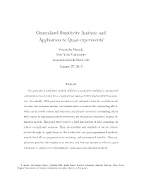 Generalized Sensitivity Analysis and Application to Quasi-Experiments∗