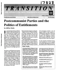 Left-Of-Center Govem- Public Does Not Want to Go Back to the of a Startling Buildup of Consumer Ment