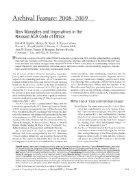 New Mandates and Imperatives in the Revised ACA Code of Ethics David M
