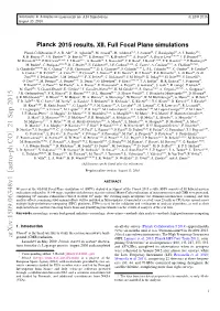 Planck 2015 Results. XII. Full Focal Plane Simulations Planck Collaboration: P