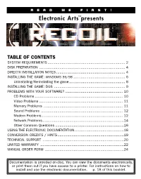 Recoil Windows Reference Card