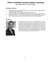 Software Reliability and Dependability: a Roadmap Bev Littlewood & Lorenzo Strigini