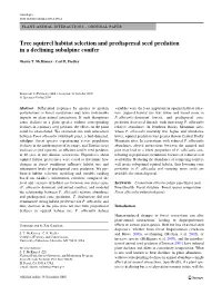 Tree Squirrel Habitat Selection and Predispersal Seed Predation in a Declining Subalpine Conifer