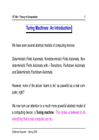 Turing Machines: an Introduction