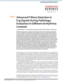 Advanced P Wave Detection in Ecg Signals During Pathology