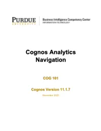 Cognos Analytics Navigation