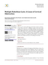 Multiple Nabothian Cysts: a Cause of Cervical Obstruction