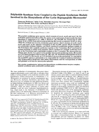 Polyketide Synthase Gene Coupled to the Peptide Synthetase Module Involved in the Biosynthesis of the Cyclic Heptapeptide Microcystinl