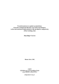 Transformations in Capital Accumulation