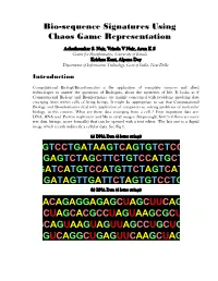 Bio-Sequence Signatures Using Chaos Game Representation