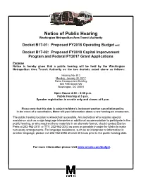 Docket/Notice of Public Hearing