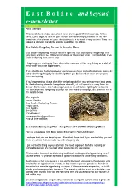E a S T B O L D R E and Beyond E-Newsletter