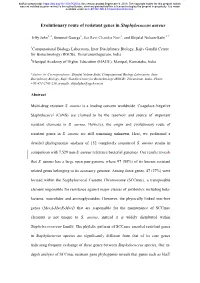 Evolutionary Route of Resistant Genes in Staphylococcus Aureus