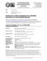 Notice of a Type II Decision on a Proposal in Your Neighborhood