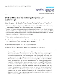Study of Three-Dimensional Image Brightness Loss in Stereoscopy