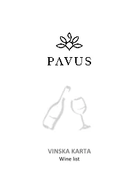 VINSKA KARTA Wine List