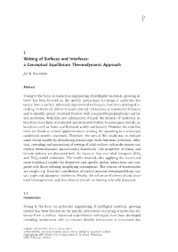 1 Wetting of Surfaces and Interfaces: a Conceptual Equilibrium Thermodynamic Approach