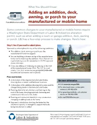 Adding an Addition, Deck, Awning, Or Porch to Your Manufactured Or