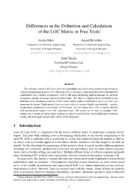 Differences in the Definition and Calculation of the LOC Metric In