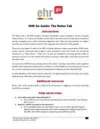 EHR Go Guide: the Notes Tab