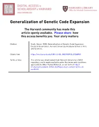 Generalization of Genetic Code Expansion