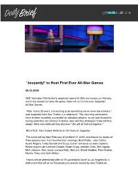 Jeopardy!' to Host First Ever All-Star Games