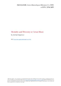 Modality and Diversity in Cretan Music by Michael Hagleitner