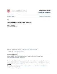 Nehru and the Secular State of India