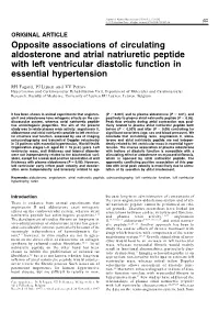 Opposite Associations of Circulating Aldosterone and Atrial Natriuretic Peptide with Left Ventricular Diastolic Function in Essential Hypertension