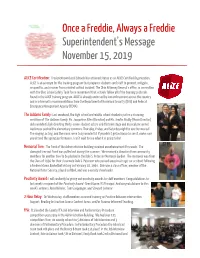 Superintendent's Message November 15, 2019