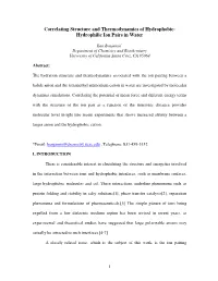 Correlating Structure and Thermodynamics of Hydrophobic- Hydrophilic Ion Pairs in Water