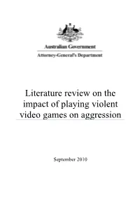Literature Review on the Impact of Playing Violent Video Games on Aggression