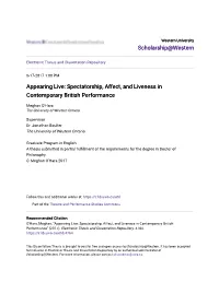 Spectatorship, Affect, and Liveness in Contemporary British Performance