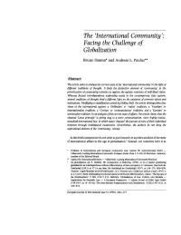 The 'International Community9: Facing the Challenge of Globalization