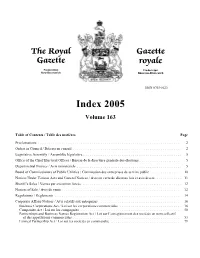 The Royal Gazette Index 2005
