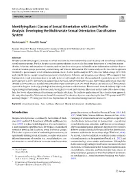 Identifying Basic Classes of Sexual Orientation with Latent Profile Analysis