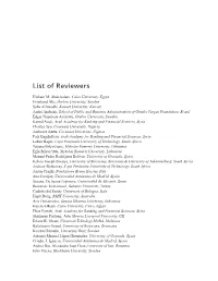 List of Reviewers