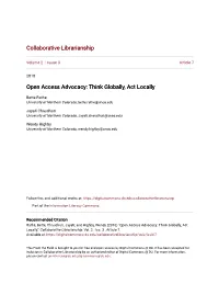 Open Access Advocacy: Think Globally, Act Locally
