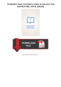 PDF Download Introduction to Population Ecology 2Nd Edition Kindle