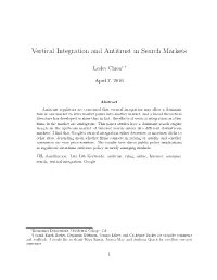 Vertical Integration and Antitrust in Search Markets