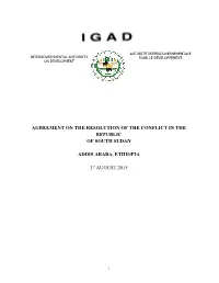 Agreement on the Resolution of the Conflict in the Republic of South Sudan
