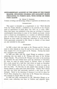 Bird Records from the Virgin Islands'', Published in the Journal of the Depar