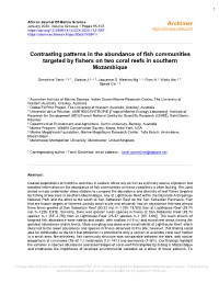 Contrasting Patterns in the Abundance of Fish Communities Targeted by Fishers on Two Coral Reefs in Southern Mozambique