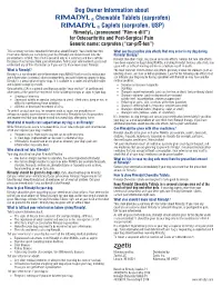 Dog Owner Information About ® Chewable Tablets (Carprofen)