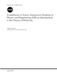 Foundations of Tensor Analysis for Students of Physics and Engineering with an Introduction to the Theory of Relativity