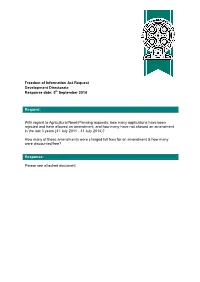 Freedom of Information Act Request Development Directorate Response Date: 5Th September 2014