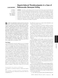 Heparin-Induced Thrombocytopenia in a Case of Endovascular